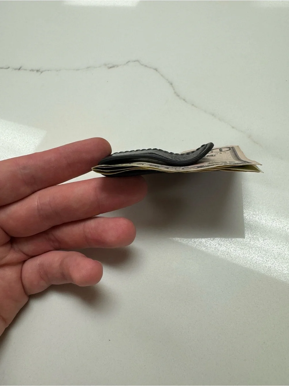 Bosca Black Leather Money Clip